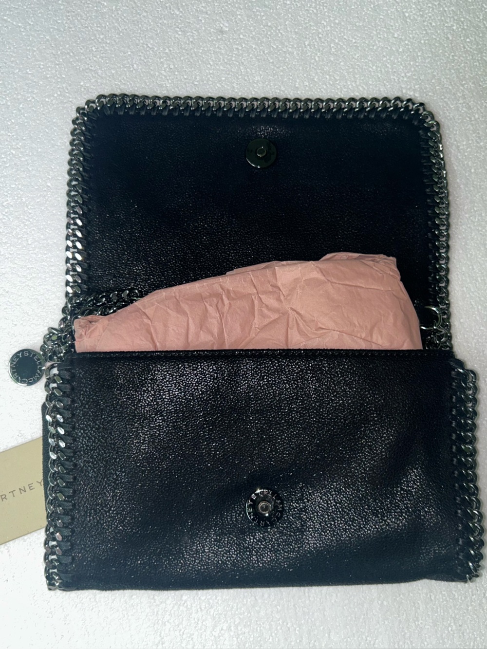 Stella McCartney Black Bag with Silver Chain Trim - Picture 2 of 6